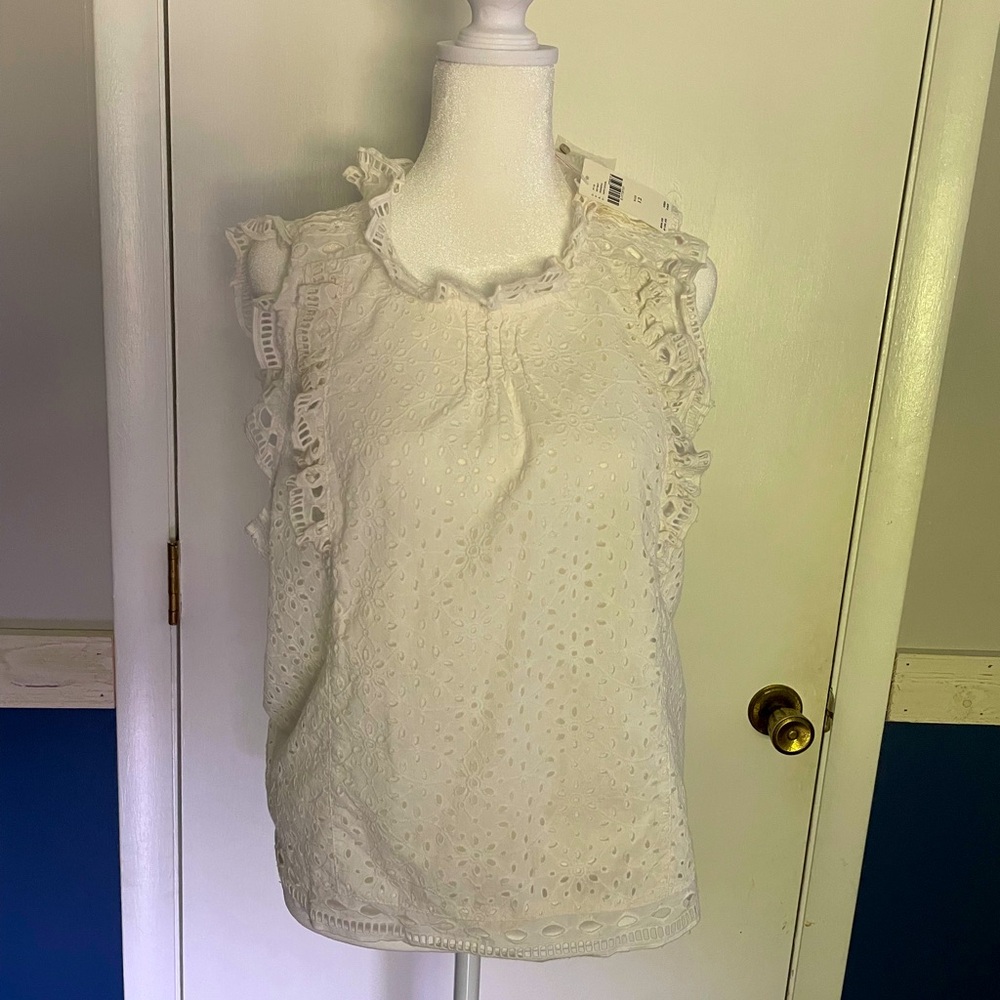 NWT Anthropologie Maeve Tilly cotton eyelet Lace top in white